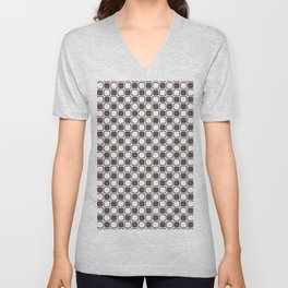 Dark Brown and White Abstract Square Pattern Pairs DE 2022 Popular Color Nomad DET697 V Neck T Shirt