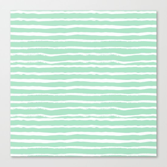 Mint stripes painted stripe pattern minimal nursery gender neutral Canvas Print