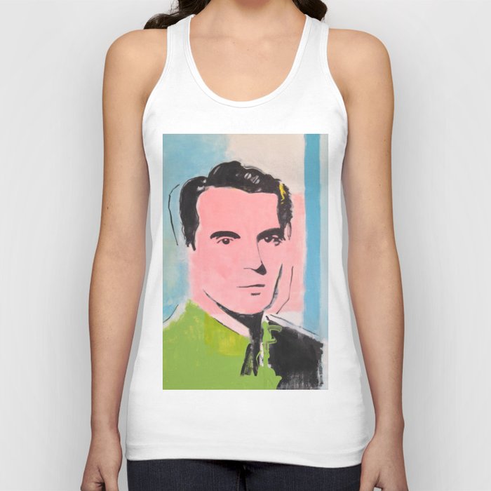 Unisex Tank Top | Feel The Byrne ! Original David Byrne Painting by William Wright Art - White - Large - Unisex Tank Top - Society6