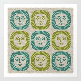 Retro Mid Century Modern Sunburst Pattern Art Print