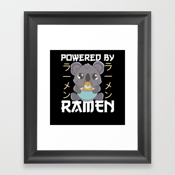 Powered By Ramen Cute Koala Eats Ramen Kawaii Framed Art Print