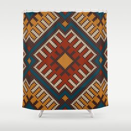 Tribal Aztec seamless pattern on the wool knitted texture Shower Curtain