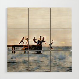 Summer playtime at the dock Wood Wall Art