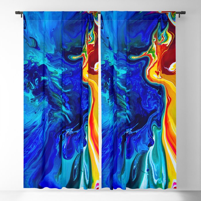 Ocean Angel Abstract Blue & Red Blackout Curtain