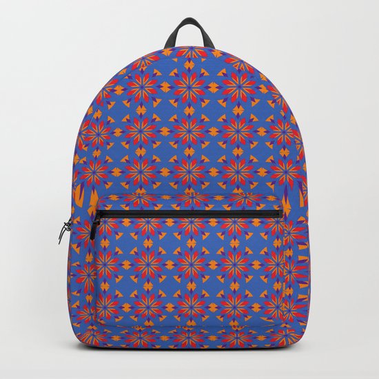 Red flowers Tile pattern Backpack