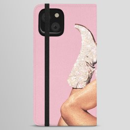 These Boots - Glitter Pink iPhone Wallet Case | Glitter, Disco, Yeehaw, Curated, Bling Shiny, Trend, Vertigo Artography, Boho, Retro Vintage, Pink 