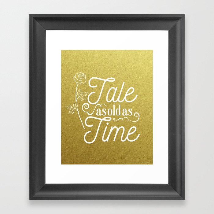 Tale As Old As Time - Beauty and the Beast (gold) Framed Art Print