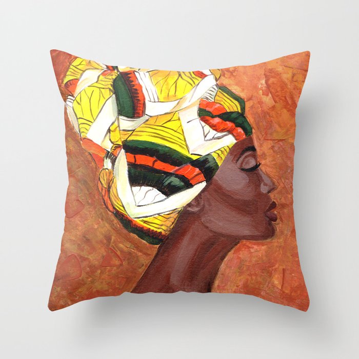 African American Woman Throw Pillow