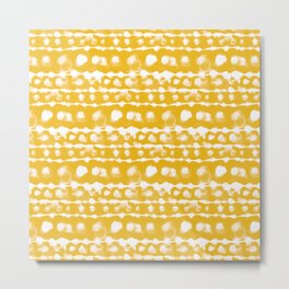 Dye Dot Stripe Yellow Metal Print