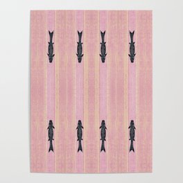 Pink Fish Japanese Style Art Deco Pattern Poster