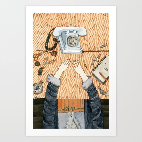 Waiting for a call Art Print