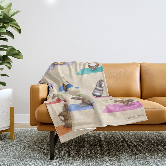 The Yoguineas Yoga Guinea Pigs Namast hay Throw Blanket