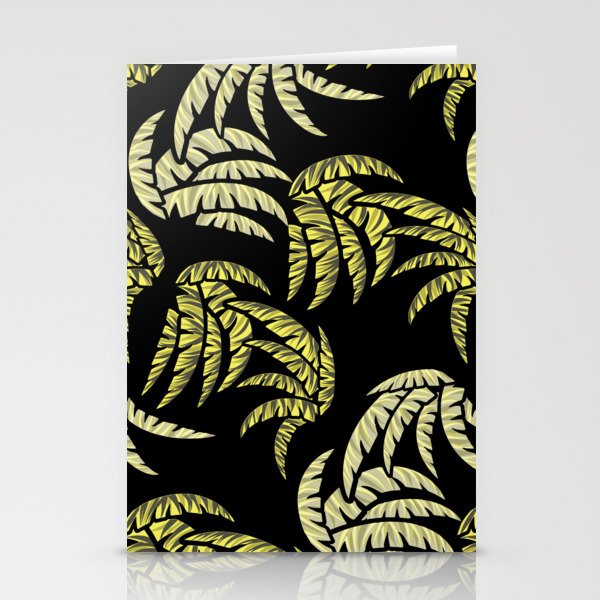 Hawaiian Golden Palm Leaves Paradise On Black  Stationery Cards