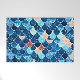 REALLY MERMAID BLUE & GOLD Welcome Mat