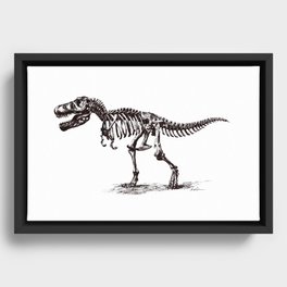 Dinosaur Skeleton in Ballpoint Framed Canvas