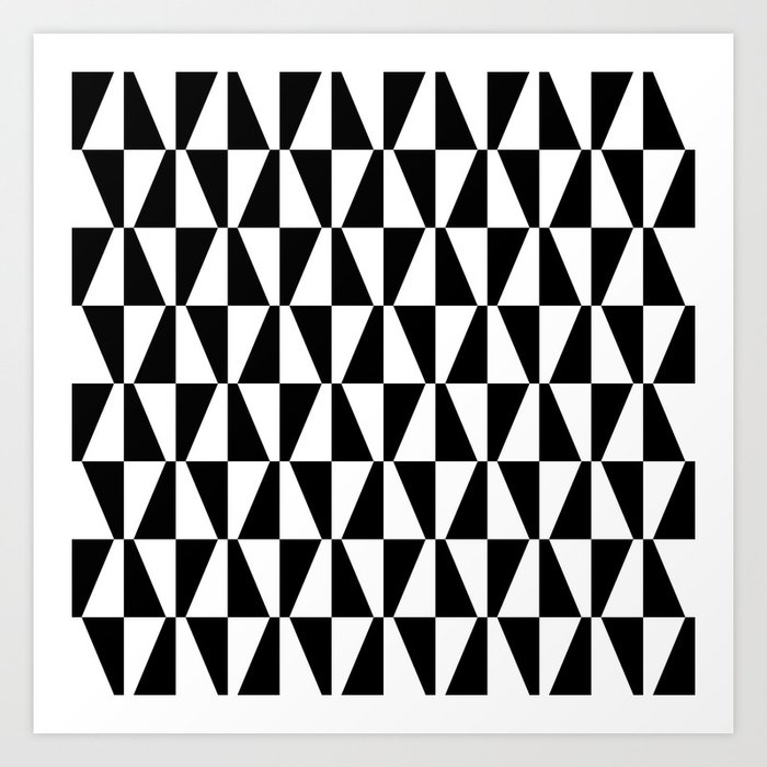 Mid Century Modern Geometric 312 Black and White Art Print by Tony