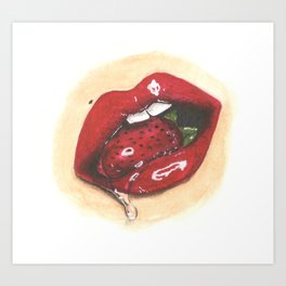 Strawberry Lips Art Print