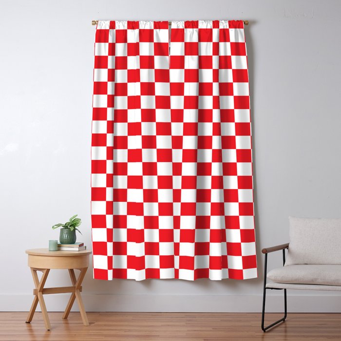 Red Checkerboard Pattern Blackout Curtain By Coolfunawesometime Red Checkerboard Pattern Blackout Curtain