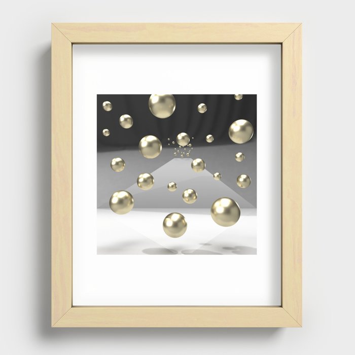 Abstract 3d balck and gold design Recessed Framed Print