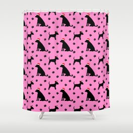 Santa Paws on Pink Shower Curtain