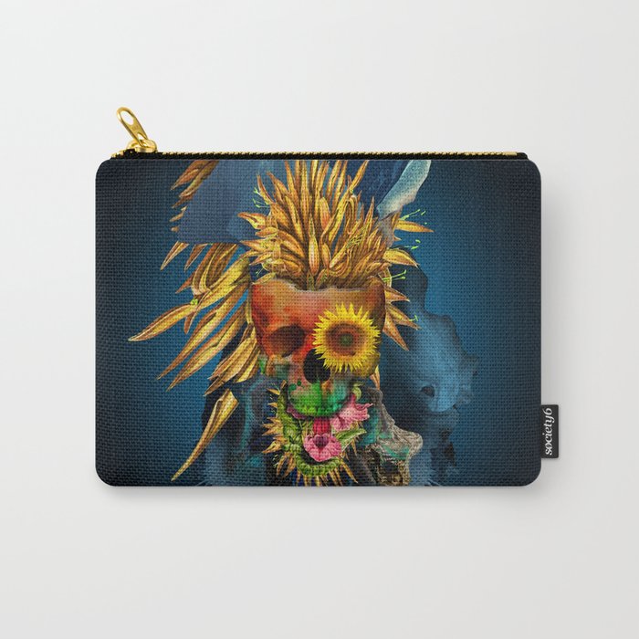 Floral Skull Vivid III Carry-All Pouch