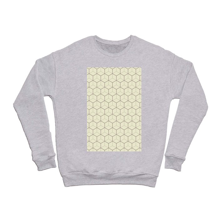 Simple Pastel Yellow Beige Geometric Grid Crewneck Sweatshirt