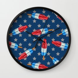 Patriotic Rocket Pop Pattern Wall Clock