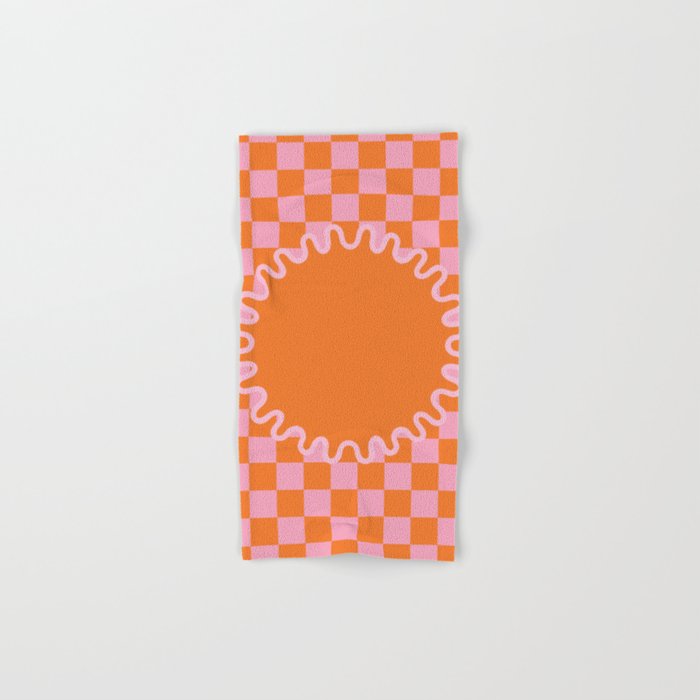 90s Checkerboard - Orange 2 Hand & Bath Towel