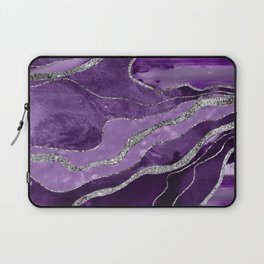Purple Marble Agate Silver Glitter Glam #1 (Faux Glitter) #decor #art #society6 Laptop Sleeve