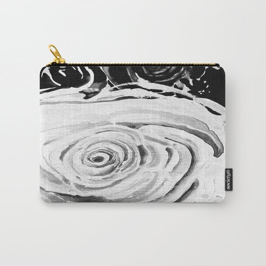 Roses For A Romantic Heart, Black and White Carry-All Pouch