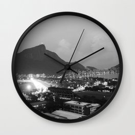 Corcovado Wall Clock | Landscape, Photo, Black and White 