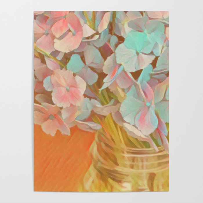 Hydrangeas Bouquet Painting Poster