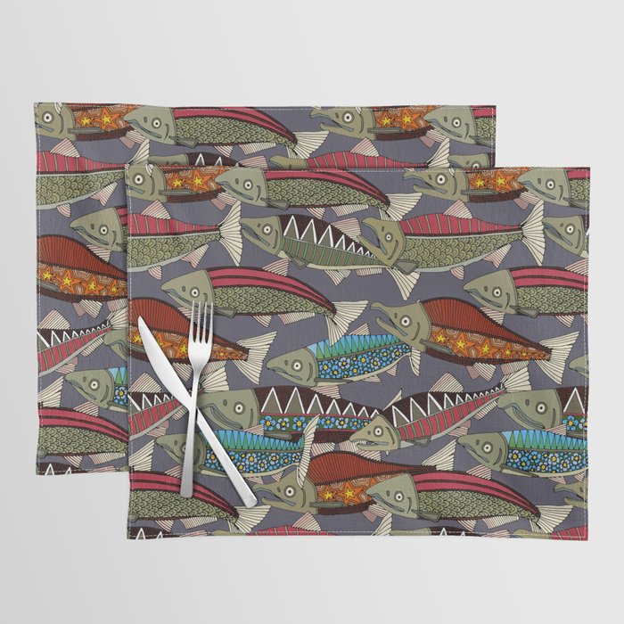 Alaskan salmon dusk Placemat by Sharon Turner Society6
