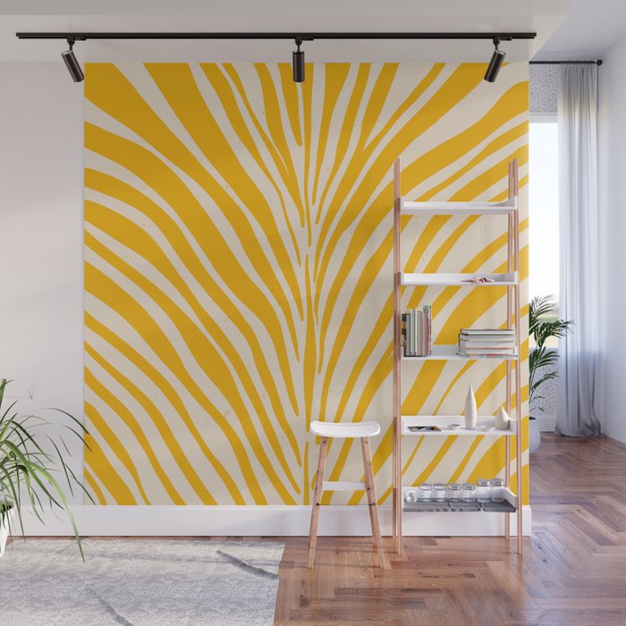 Yellow Zebra Animal Print Wall Mural