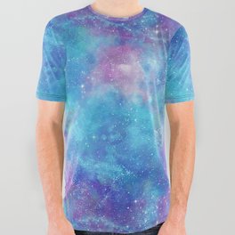Blue Galaxy Painting All Over Graphic Tee