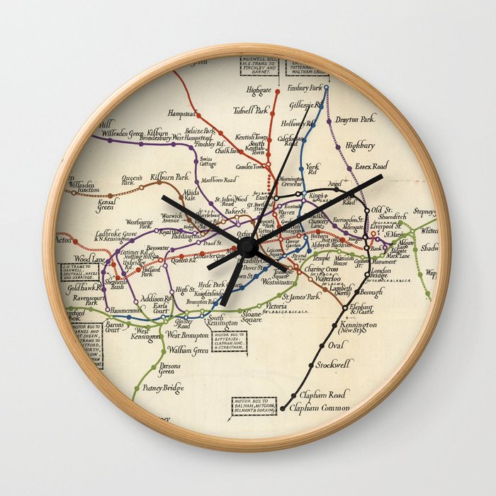 Vintage Map of The London Underground (1923) Wall Clock