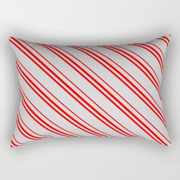 [ Thumbnail: Light Grey and Red Colored Lines Pattern Rectangular Pillow ]