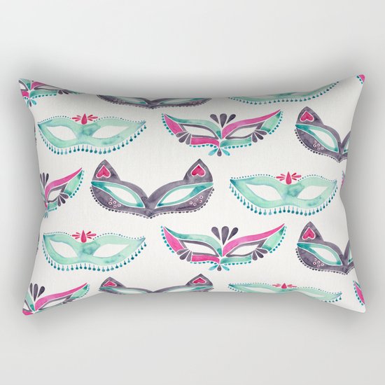 Masquerade Mask Trio – Pink & Mint Palette Rectangular Pillow