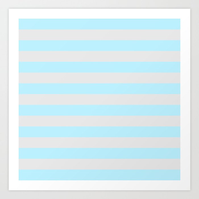 Sky Blue & Gray Stripes Art Print