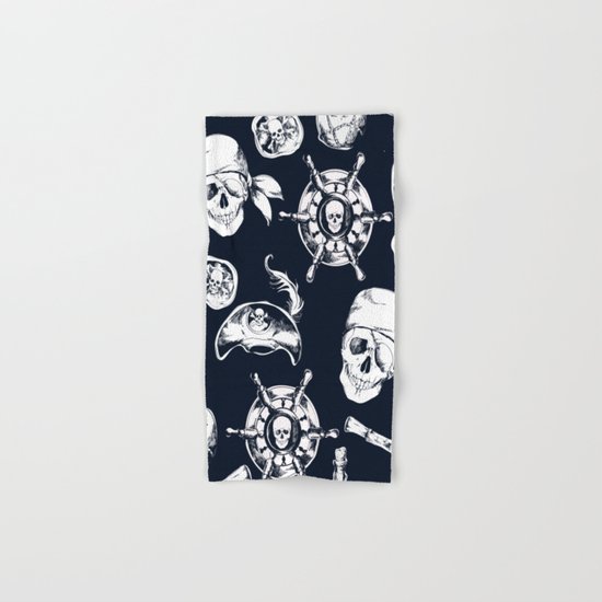 Navy Blue Pirate Pattern Hand & Bath Towel
