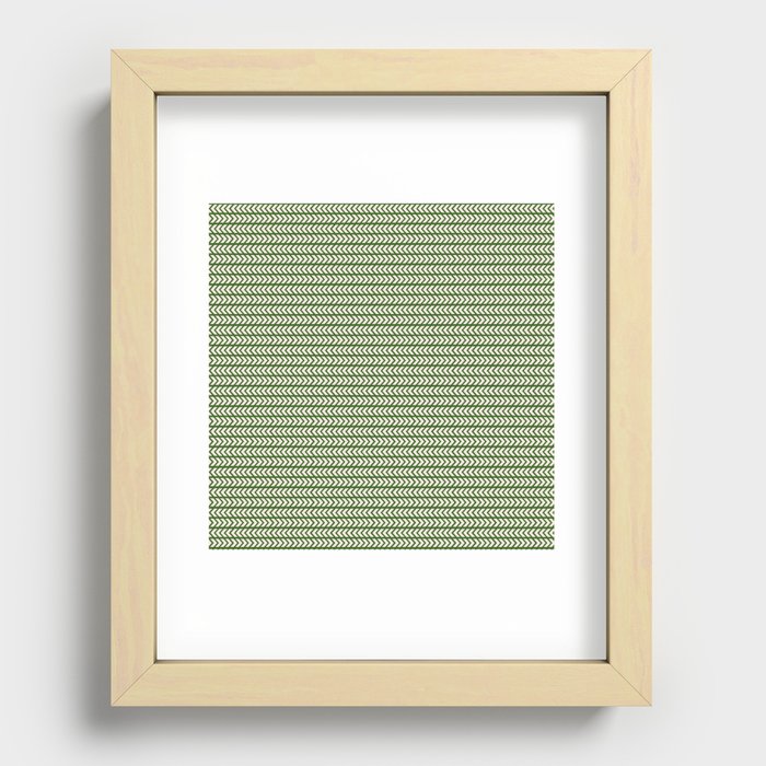 Beige arrows pattern on forest green background Recessed Framed Print