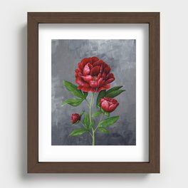 Red Peony Flower Painting Recessed Framed Print