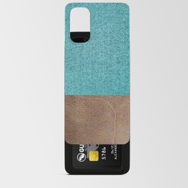 Teal Herringbone Tan Leather Android Card Case