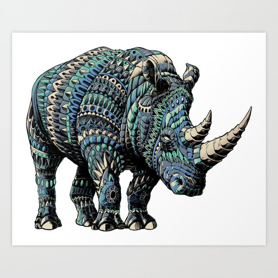 Rhinoceros (Color Version) Art Print