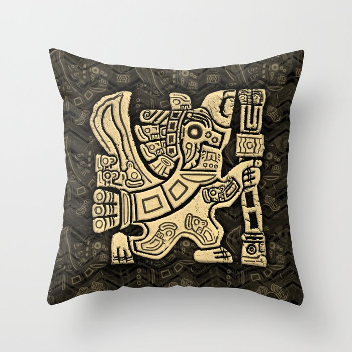 Aztec Eagle Warrior Throw Pillow