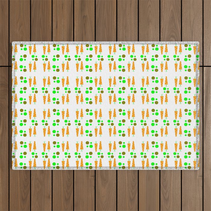Carrot and peas or petits pois carotte Outdoor Rug