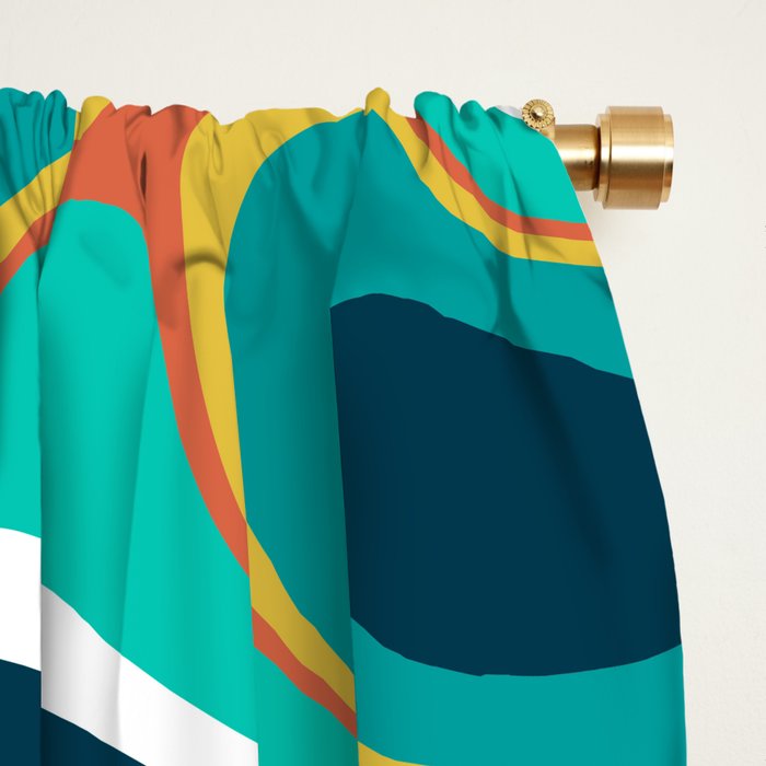 Abstract Colorful Flowing Wavy Shapes Pattern Blackout Curtain By Artonwear