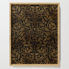 Acorns and oak leaves design (1880) by William Morris Gold On Black Serving Tray