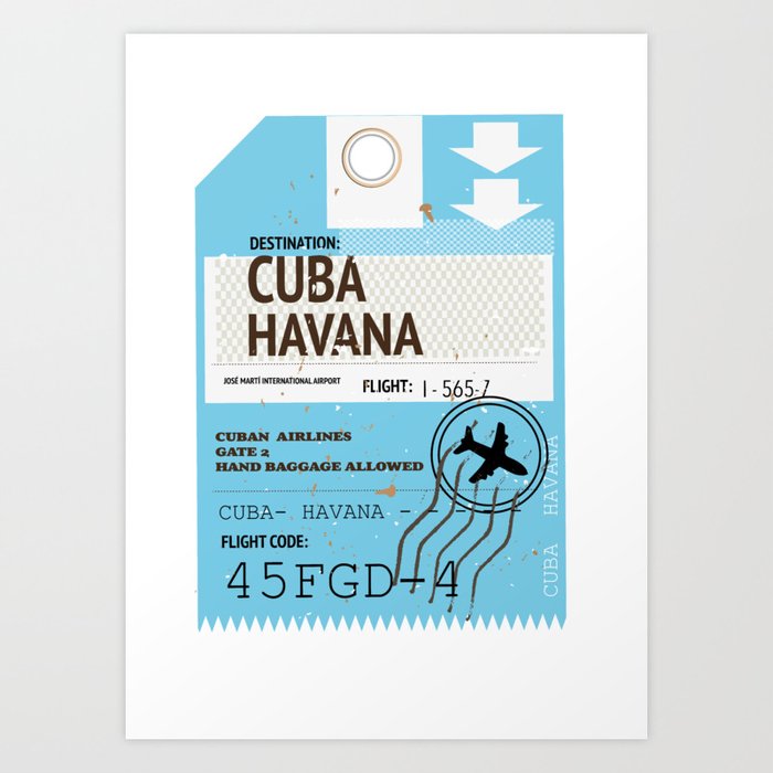 Cuba Havana plane travel ticket Art Print