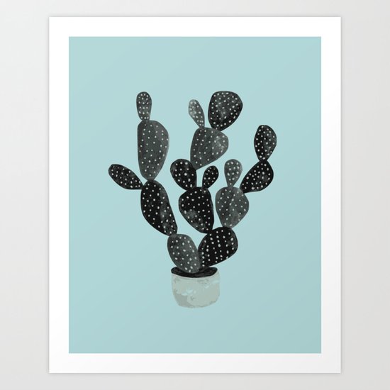 Monday blue cactus pricks Art Print
